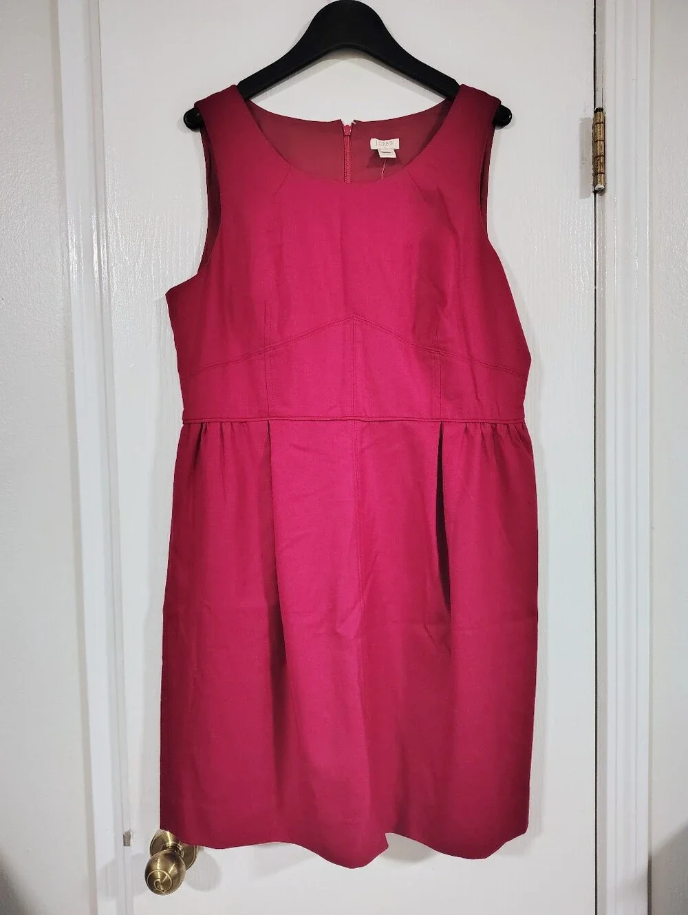 NWT J.Crew Wool Fuchsia Sleeveless Fit & Flare Dress Women's 14 Coquettegirl NEW